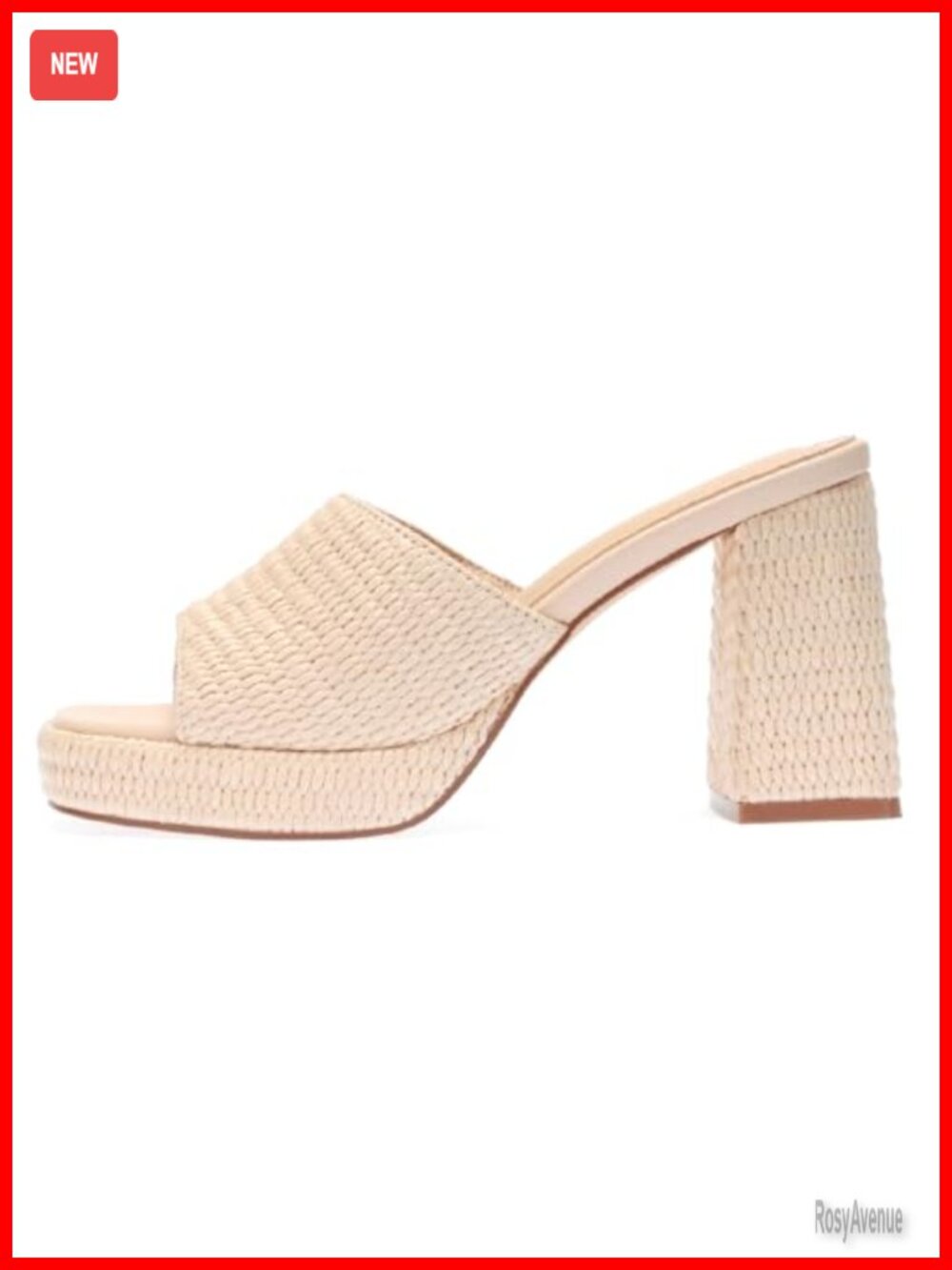 Raffia Platform Heeled Sandals Slip On Open Toe Chunky High Heel Summer Beach